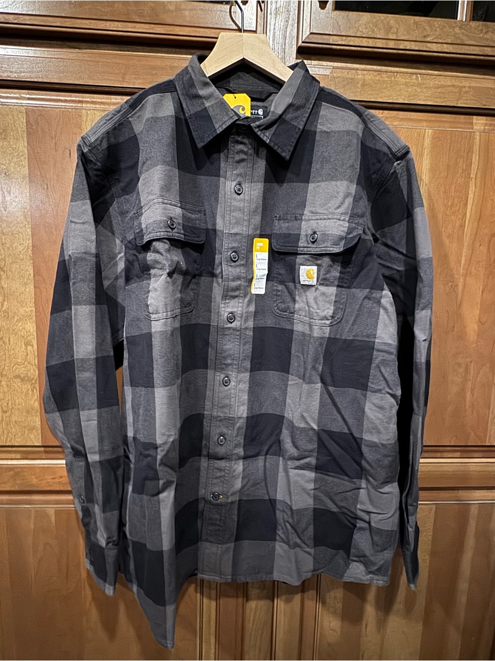 Carhartt Men’s Black & Gray Buffalo Plaid Button-Down Shirt
